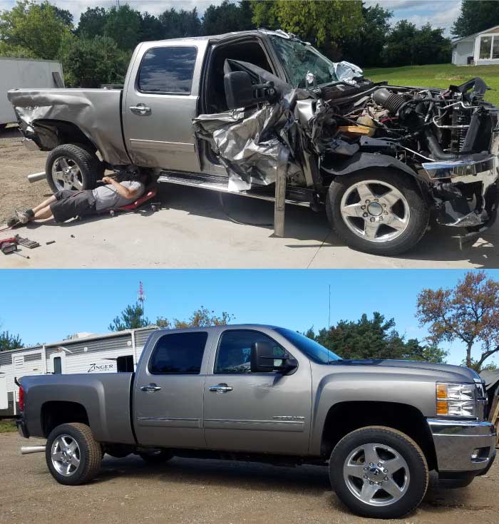 Collision repair Before and after